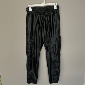 Black faux leather Zara joggers